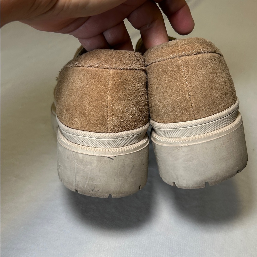 Patina Zoe Suede Slip On Platform Loafers Chunky Tan Round Toe Size 8.5 - Picture 6 of 16
